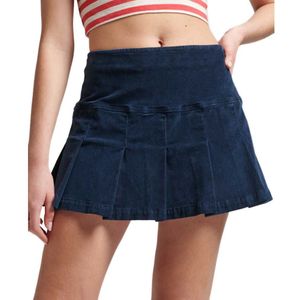 Superdry Vintage Cord Pleat Mini Skirt Blauw 8 Vrouw