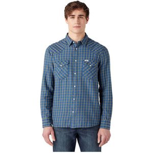 Wrangler Western Regular Fit Long Sleeve Shirt Blauw M Man