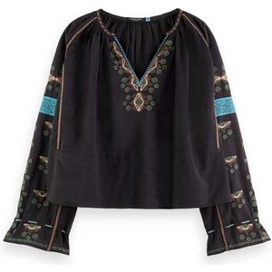 Scotch & Soda Embroidered Long Sleeve Blouse Grijs 34 Vrouw