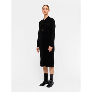 Object Noelle Polo Knit Long Sleeve Dress Zwart XS Vrouw