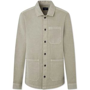 Hackett Londonvoor mannen. HM309951 Linnen overhemd groen (L), Casual, Katoen, Vlas, Klassiek, Lange mouwen