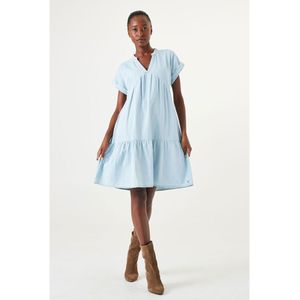 Garcia Q40084 Short Sleeve Short Dress Blauw L Vrouw