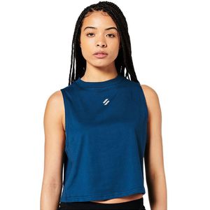 Superdry Run Cropped Loose Sleeveless T-shirt Blauw L Vrouw