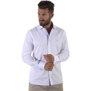 Hackett Textured Contrast Trim Overhemd Met Lange Mouwen