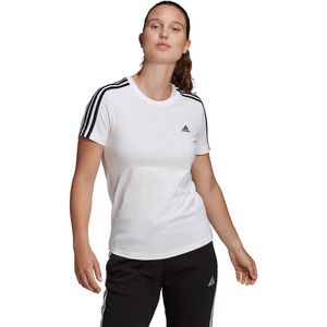 Adidas Essentials Slim 3 Stripes Short Sleeve T-shirt Wit S / Regular Vrouw