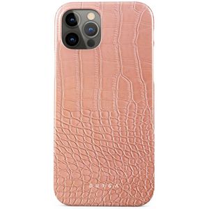 Pink Croco - iPhone 12 Pro Hoesje, Elite Dark (MagSafe) / Gunmetal