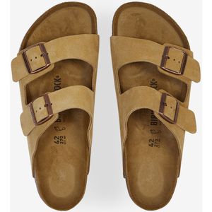 Schoenen Birkenstock Arizona Suede Latte Cream  Beige/zwart  Heren