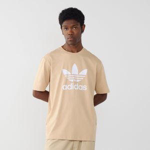 adidas  Tee Shirt Trefoil Adicolor Beige/wit Heren