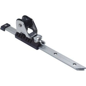 Antal Aluminium eindfitting voor T-rail 32x6 Aluminium/RVS Genua slede met rol 133x49x117mm SWL 2800kg