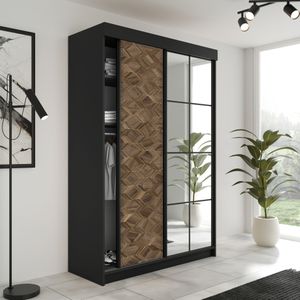Kledingkast Vena  Zwart  Art deco 138 cm 138 cm