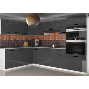 Keuken 420 cm antraciet glans met werkblad
