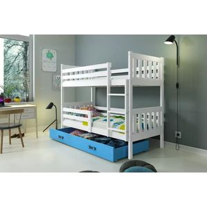 stapelbed Carino 80 x 160  met opberglade en matrassen Wit blauw