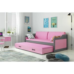 slaapbank David 80 x 190 2 laags incl matras Antraciet roze