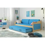 slaapbank David 90 x 200 2 laags incl matras Licht eiken blauw