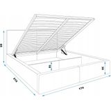 Bedframe Hilton 160 cm gestoffeerd  Incl. lattenbodem ,opbergruimte en matras Wit