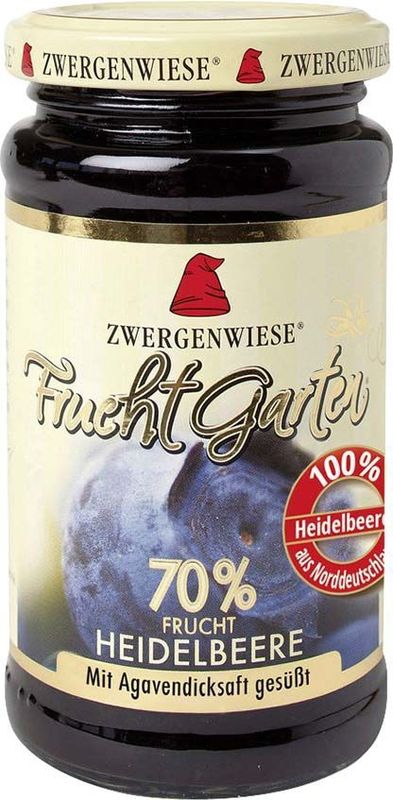 Zwergenwiese Bio-Fruchtaufstrich 'Fruchtgarten' Heidelbeere, 70 % Fruchtanteil, 225 g