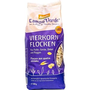 Campo Verde Bio-Vierkornflocken aus Hafer, Gerste, Dinkel und Roggen, 500 g