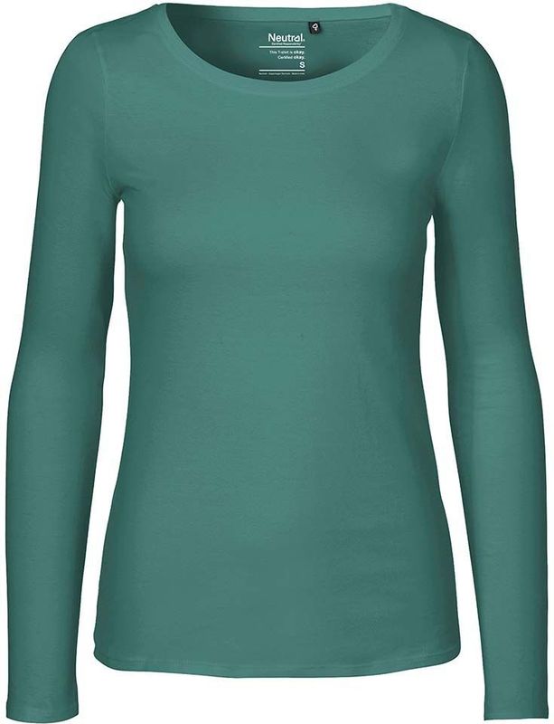 Neutral Bio-Damen-Langarmshirt mit Rundhalsaussschnitt teal, Gr. M