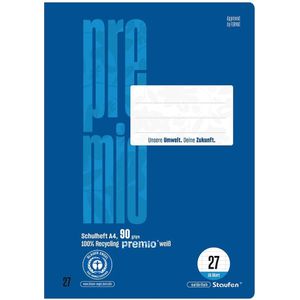 Staufen ""Premio"" Schulheft DIN A4, 90g/m², Lineatur 27