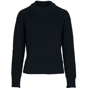 MELA Bio-Damen-Rippstrick-Pullover ""MANIKA"" mit Rundhalsausschnitt, navy, Gr. L