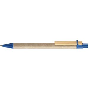 RITTER CARES Papp-Druckkugelschreiber blau Holzclip flach, Funktionsteile blau