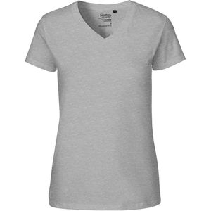 Neutral Bio-Damen-T-Shirt mit V-Ausschnitt, sport grey, Gr. L