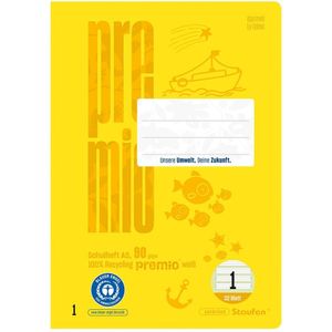 Staufen ""Premio"" Schulheft DIN A5, 32 Blatt, 90 g/m², Lineatur 1, Kontrastlineatur