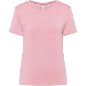 tranquillo Damen-T-Shirt mit Rundhalsausschnitt aus Tencel, vintage pink, Gr. L
