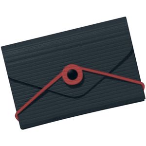 Visitenkarten-Etui schwarz, Verschlussknopf und -gummi rot