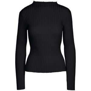 MELA Bio-Damen-Strickpullover ""NAMARI"" mit kurzem Stehkragen, schwarz, Gr. L