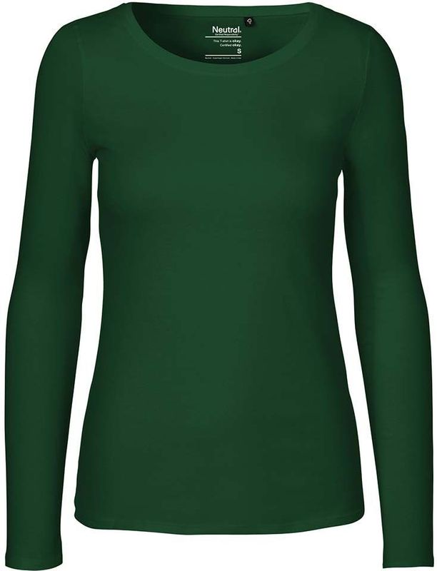 Neutral Bio-Damen-Langarmshirt mit Rundhalsaussschnitt bottle green, Gr. XL