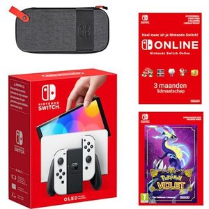 Nintendo Switch - OLED-model (wit) Pokémon Violet + Nintendo Switch Online individueel 3 maanden-bundel