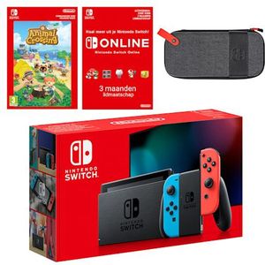 Nintendo Switch (neonblauw/neonrood) Animal Crossing: New Horizons + Nintendo Switch Online Individueel 3 maanden-bundel