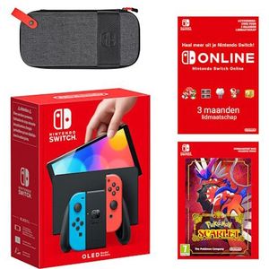 Nintendo Switch - OLED-model (neonblauw/neonrood) Pokémon Scarlet + Nintendo Switch Online individueel 3 maanden-bundel