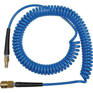 Spiraalslang PU blauw, koppeling en stekker NW7,2, 12x8mm, 6m RIEGLER