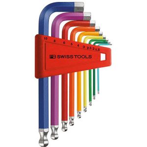 Haakse inbussleutelset in kunststof box 9-delig 1,5-10mm Rainbow kogelkop PB Swiss Tools