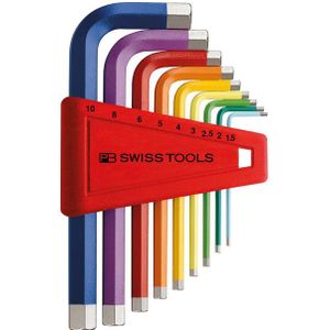 Haakse inbussleutelset in kunststof box 9-delig 1,5-10mm Rainbow PB Swiss Tools