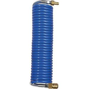Spiraalslang PA blauw, koppeling en stekker NW7,2, 12x9mm, 7,5m RIEGLER