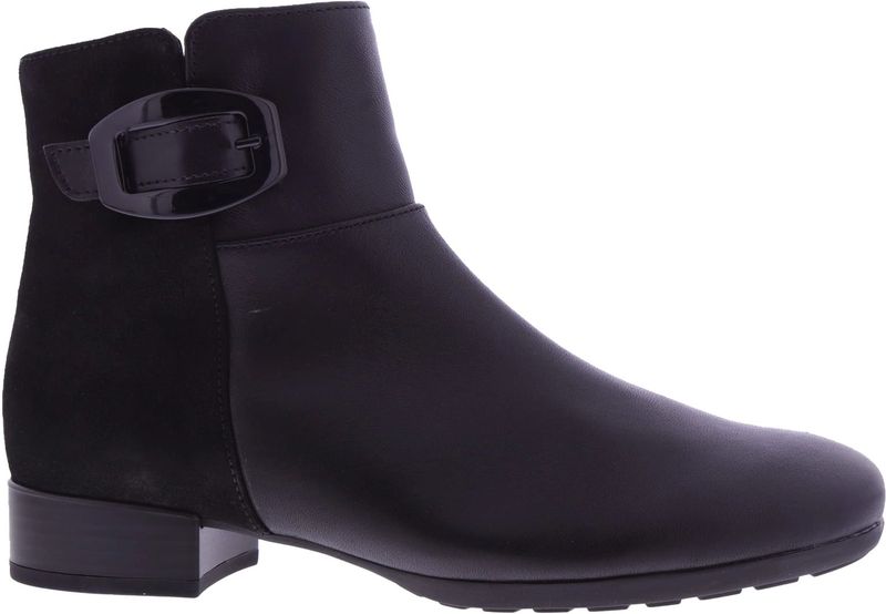 Gabor - Enkellaarsjes - Zwart - Leer - Hakje 25 mm - Brede Voetwijdte H