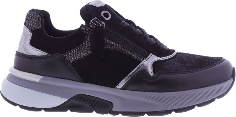 Gabor - Rollingsoft - Dames Sneakers - Zwart - Leer - Vederlichte Zool