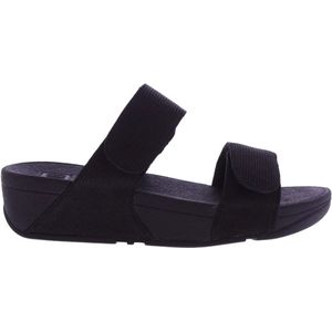 Fitflop Tm Dames Slippers | Zwart | Synthetisch | Lulu adjustable shimmerlux slides | 50054A231 | Gaborshoes