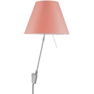 Luceplan Costanza Wandlamp Telescopisch Met Dimmer Aluminium Body Kap Edgy Pink