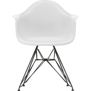 Vitra Eames DAR Stoel Zwart Gepoedercoat Onderstel Cotton White