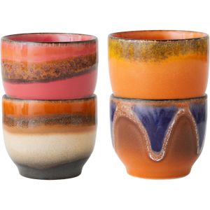 HKliving 70's Ceramic Koffiekop Set Van 4 Java