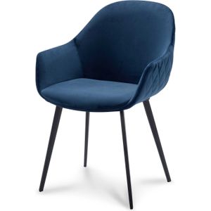 Livingstone Design Victoria Eetkamerstoel Met Armleuning Velvet Blue