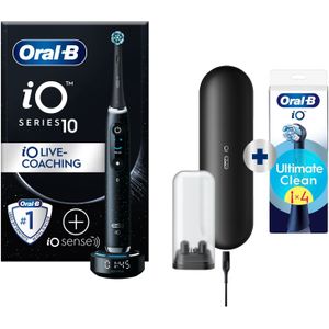 Oral-B iO 10 Elektrische Tandenborstel Cosmic Zwart + 4 Opzetborstels