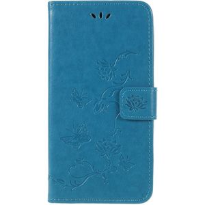 Samsung Galaxy A6 (2018) Hoesje - Bloemen & Vlinders Book Case - Blauw