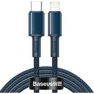 BASEUS Gevlochten iPhone Kabel - Lightning naar USB-C - 20W PD - Blauw - 2m