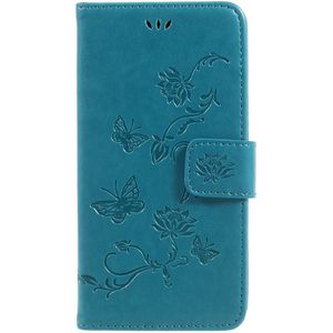 Samsung Galaxy J5 (2017) Hoesje - Bloemen & Vlinders Book Case - Blauw