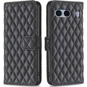 OnePlus Nord 4 Hoesje - BINFEN Rhombus Book Case - Zwart
